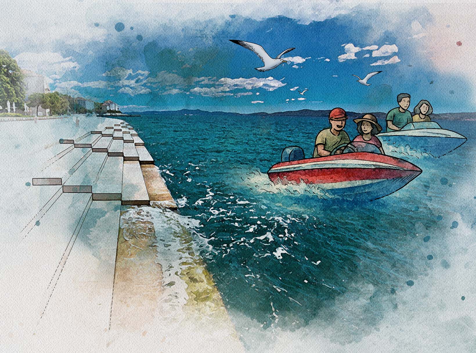 Teams racing speedboats during Sea Adventure Challenge in Zadar