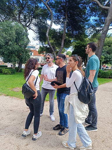 Corporate group navigating GPS checkpoints in Zadar