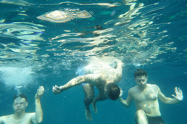 Capturing underwater photos during team adventure
